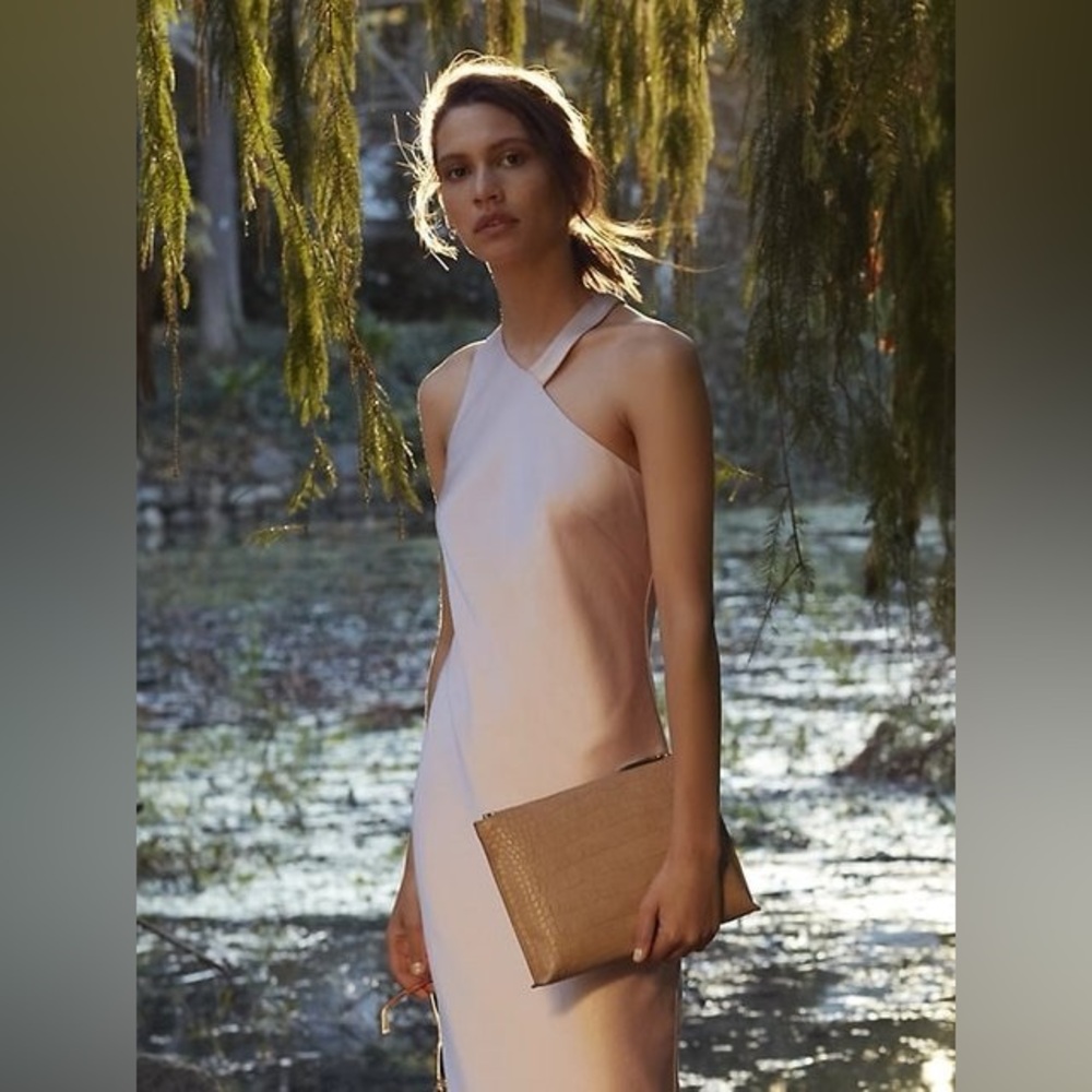 NWT Banana Republic Heritage Hammered Satin Racerback Dress Rose Size 16 Tall